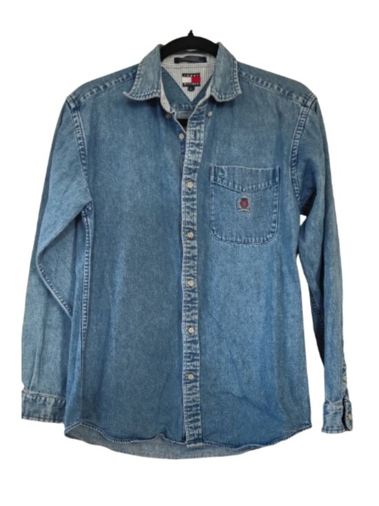 Tommy Hilfiger Tops - Vintage 90s Tommy Hilfiger Embroidered Crest Denim Shirt